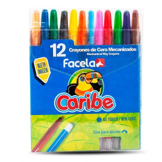 CAJA DE 12 CRAYONES DE CERA MECANIZADOS CARIBE FACELA